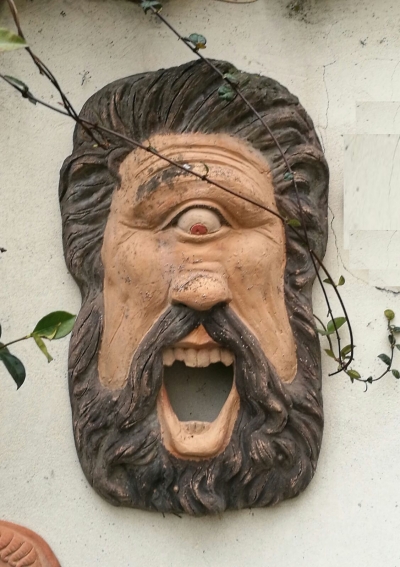 Picture: Needs and Desires, desires are dreams, they do not belong to reality. Conversely, needs are real and oriented towards the body. Being Nobody means focusing exclusively on needs, without any internal struggle; as soon as you understand it, desires will disappear. - In the picture: the mask of Polyphemus - mythology is regarded as a series of symbolic truths. According to Homer, Ulysses and his fellows are kept imprisoned in the cave of Polyphemus, who wants to eat them. Ulysses tells the Cyclops that his name is &quot;Nobody&quot; and manages to blind him during his sleep. The other Cyclopes come to help him but believe that he is drunk, since he tells them that &quot;Nobody&quot; has tried to kill him; therefore, the cyclopes eventually leave him. Ulysses and his fellows successfully escape, however Ulysses makes a mistake due to his vanity; once out of danger, in fact, Ulysses reveals his real name to Polyphemus, and the Cyclops curses him by invoking his father Poseidon. Actually, Ulysses’ fellows all die during their journey back to Ithaca.